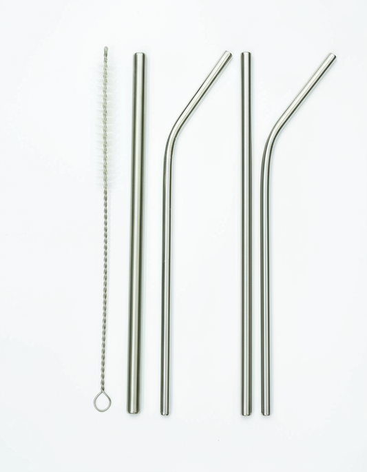 VibinVriksh EcoSip – Stainless Steel Straws Pack of 4 with 1 Straw Cleaner