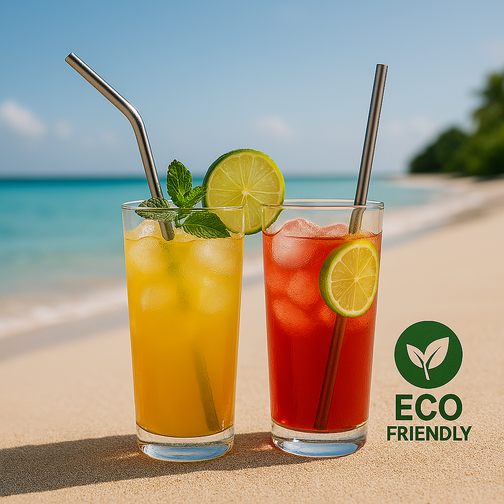 VibinVriksh EcoSip โ Stainless Steel Straws Pack of 4 with 1 Straw Cleaner