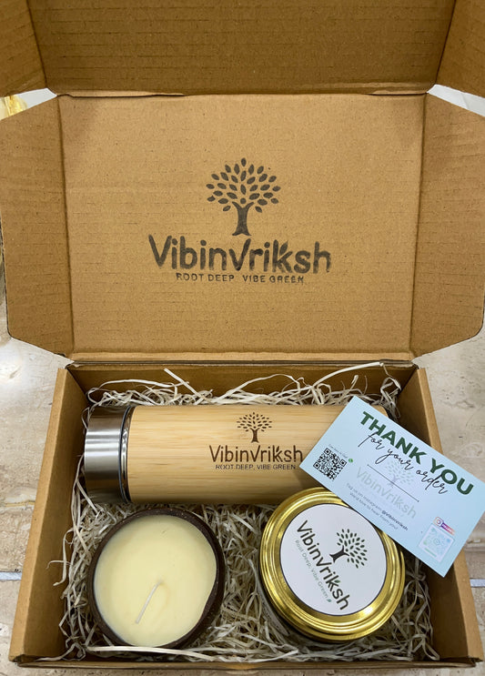 EcoGlow Diwali Hamper – Bamboo Flask, Dry Fruit Jar & Aromatic Candle