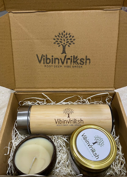EcoGlow Diwali Hamper – Bamboo Flask, Dry Fruit Jar & Aromatic Candle