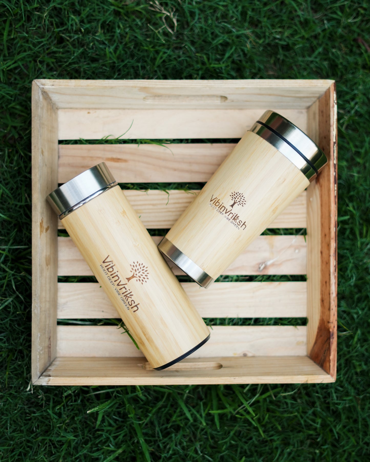 VibinVriksh PureFlow – Bamboo Flask with Strainer