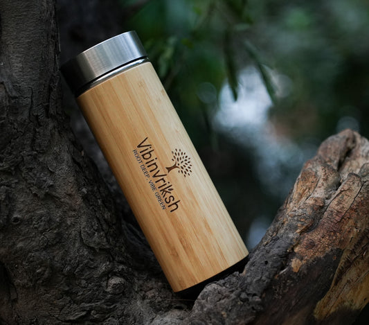 VibinVriksh PureFlow – Bamboo Flask with Strainer