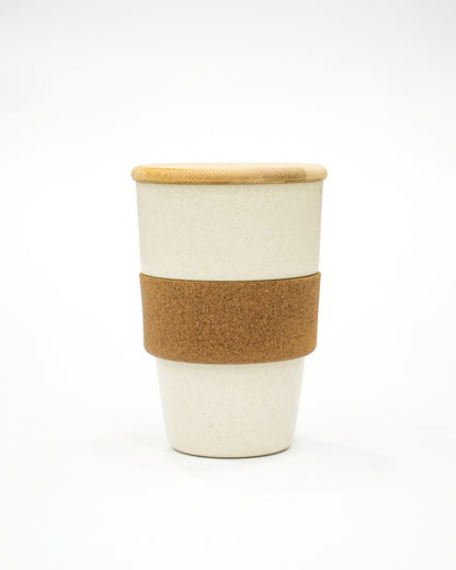 🌿 VibinVriksh Husk Cup with Bamboo Lid & Cork Grip – Eco-Friendly Reusable Travel Mug