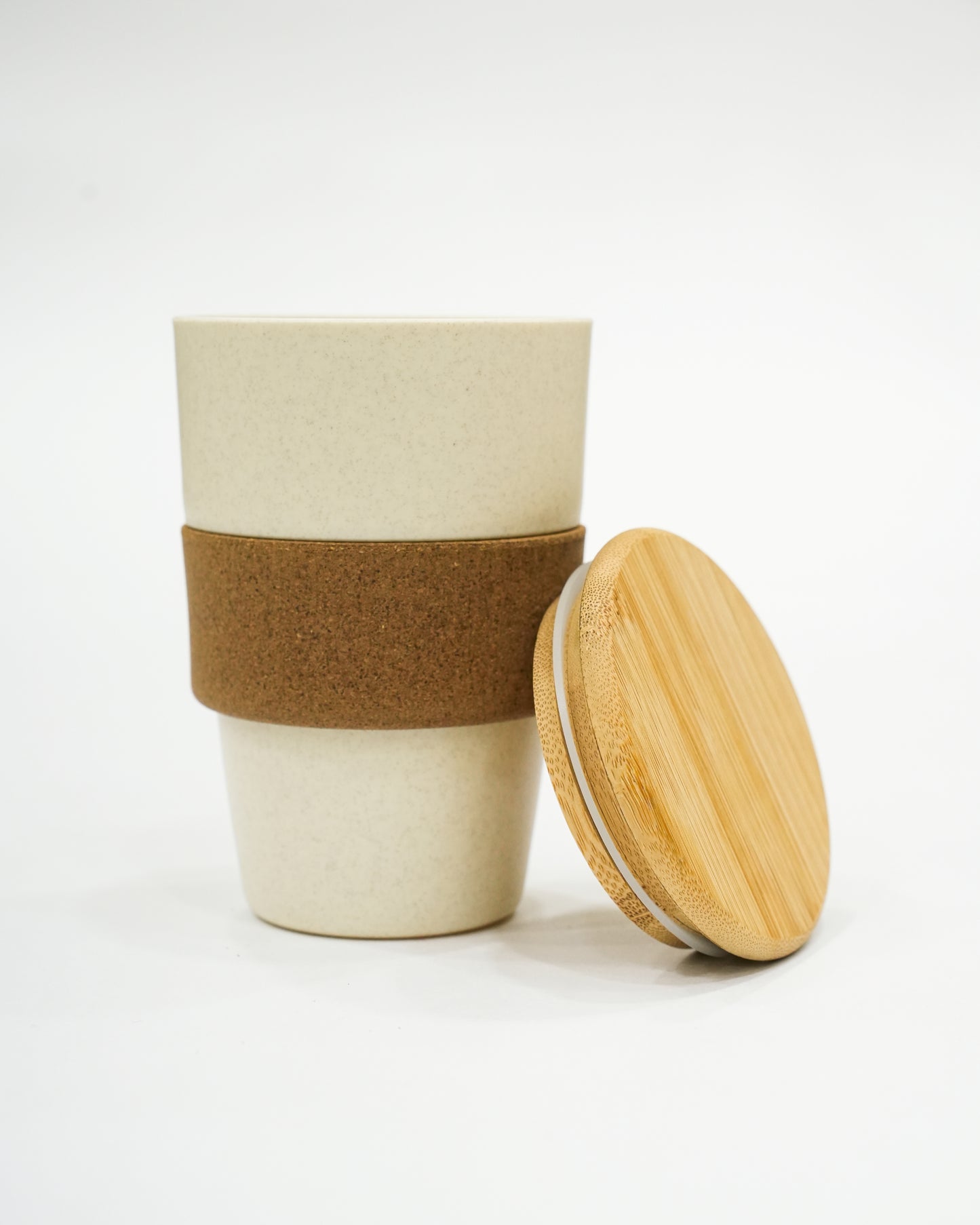 🌿 VibinVriksh Husk Cup with Bamboo Lid & Cork Grip – Eco-Friendly Reusable Travel Mug