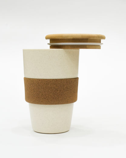 🌿 VibinVriksh Husk Cup with Bamboo Lid & Cork Grip – Eco-Friendly Reusable Travel Mug