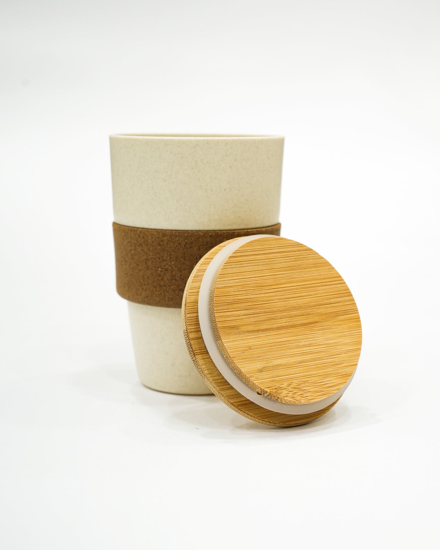 🌿 VibinVriksh Husk Cup with Bamboo Lid & Cork Grip – Eco-Friendly Reusable Travel Mug