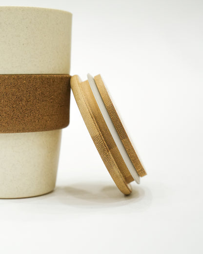 🌿 VibinVriksh Husk Cup with Bamboo Lid & Cork Grip – Eco-Friendly Reusable Travel Mug